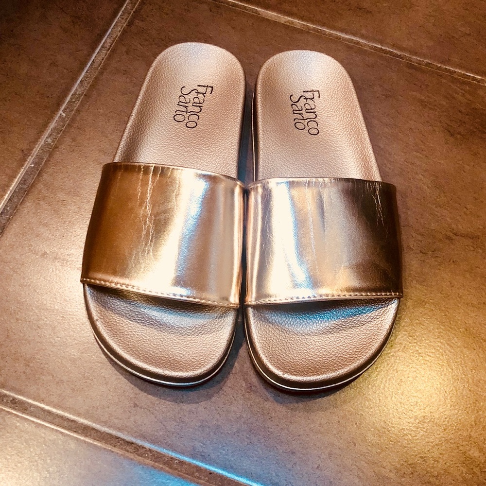 Franco Sarto rose gold slide sandals
